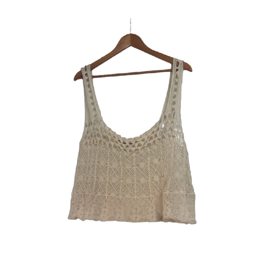 Lovers + Friends Beige Crochet Top